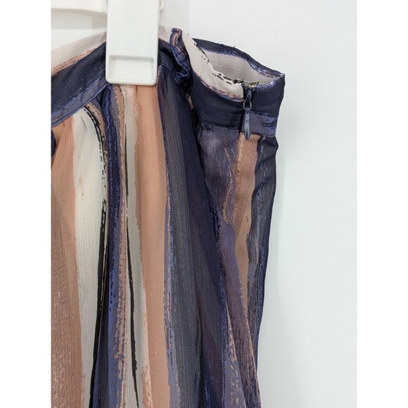 Modcloth Midi Skirt Women Size 2X Watercolor Striped Flowy Artsy Festival Office - Picture 9 of 13